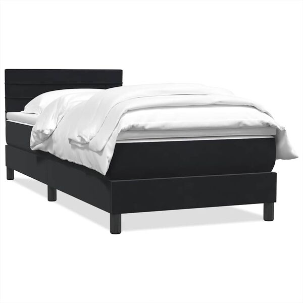 vidaXL Boxspringbett mit Matratze Schwarz 90x220 cm Samt