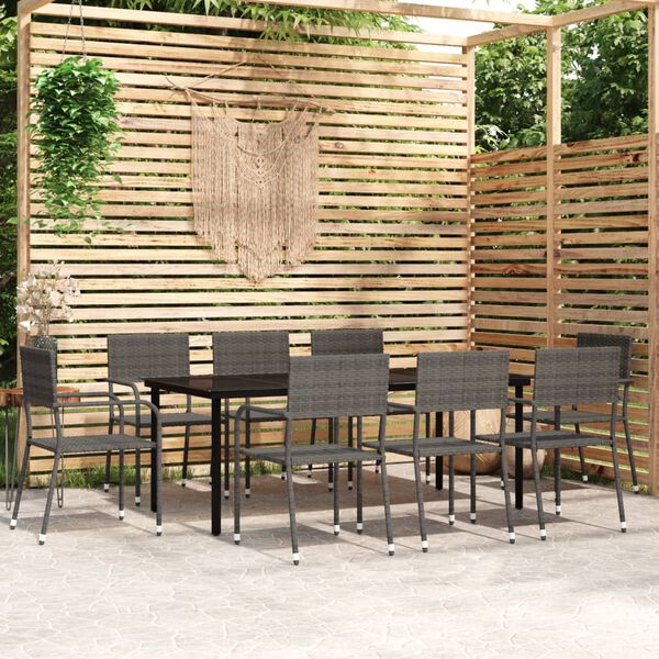 vidaXL 9-tlg. Garten-Essgruppe Grau