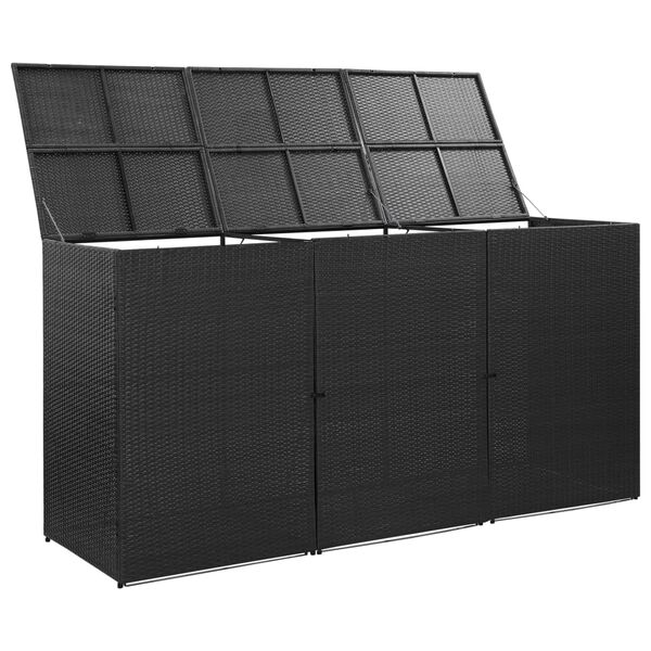 vidaXL M&uuml;lltonnenbox f&uuml;r 3 Tonnen Schwarz 229x78x120 cm Poly Rattan
