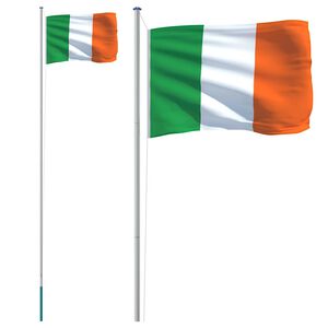 vidaXL Flagge Irlands mit Mast 6,08 m Aluminium