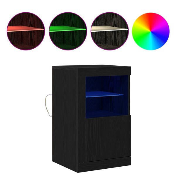 vidaXL LED-Sideboard Schwarz Eichen-Optik 41 x 37 x 67 cm