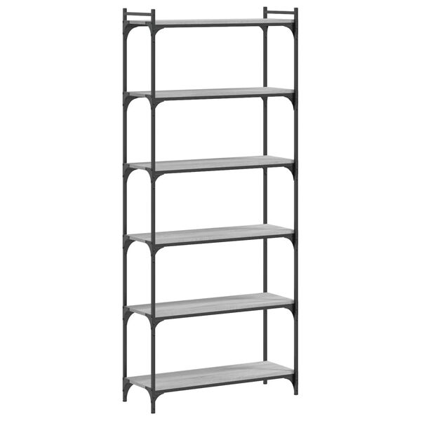vidaXL B&uuml;cherregal 6 B&ouml;den Grau Sonoma 80x30x188 cm Holzwerkstoff