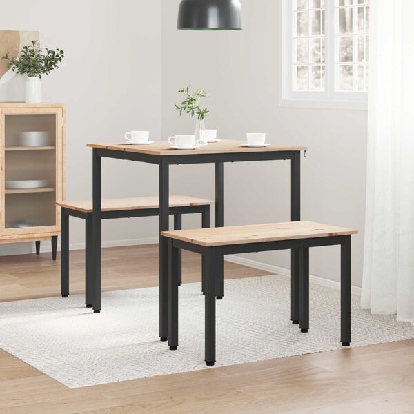vidaXL Esstisch Natur 70 x 70 x 75 cm Massives Kiefernholz