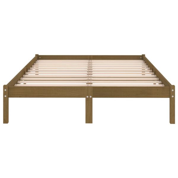 vidaXL Massivholzbett Honigbraun Kiefer 200x200 cm