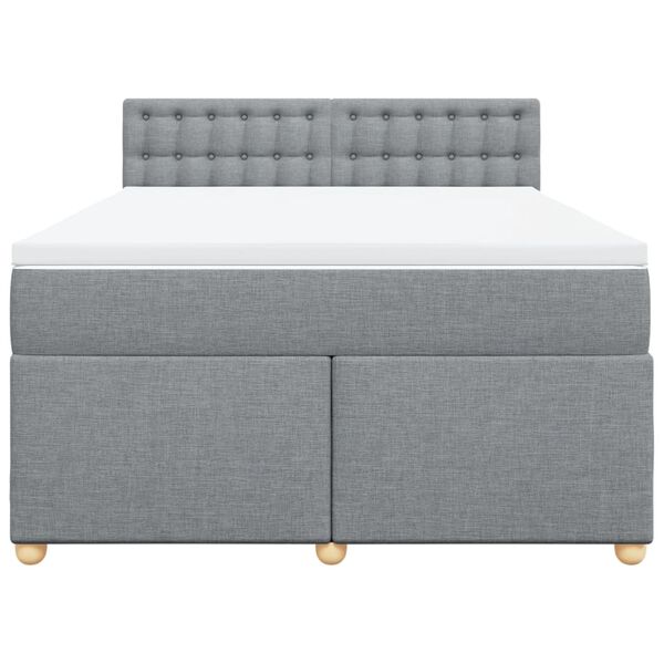 vidaXL Boxspringbett mit Matratze Hellgrau 160x200 cm Stoff