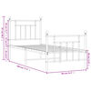 vidaXL Bettgestell mit Kopf- und Fu&szlig;teil Metall Schwarz 75x190 cm
