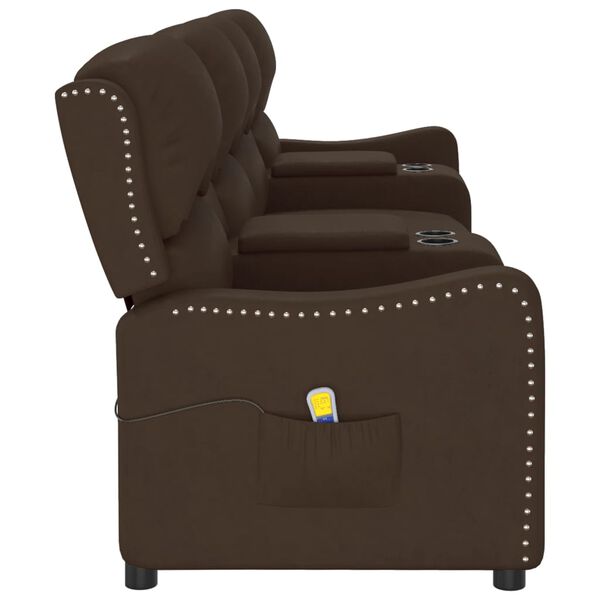 vidaXL 4-Sitzer Massagesessel mit Getränkehalter Braun Kunstleder