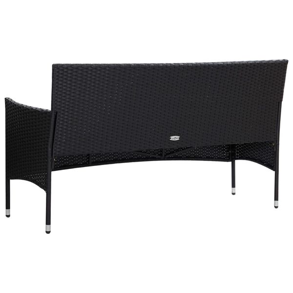 vidaXL 5-tlg. Garten-Lounge-Set mit Auflagen Poly Rattan Schwarz