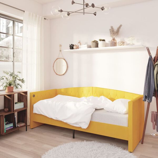 vidaXL Tagesbett USB Gelb Samt 90x200 cm