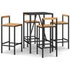 vidaXL 5-tlg. Gartenbar-Set Schwarz Poly Rattan & Massivholz Akazie