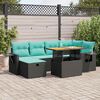 vidaXL 7-tlg. Garten-Sofagarnitur mit Kissen Braun Poly Rattan Akazie
