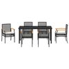 vidaXL Garten Essgruppe 7 pcs Schwarz Poly-Rattan