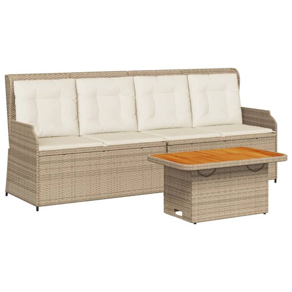 vidaXL 3-tlg. Garten-Lounge-Set mit Kissen Beige Poly Rattan