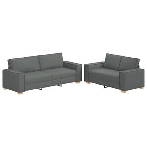 vidaXL 2-tlg. Sofagarnitur mit Kissen Dunkelgrau Stoff