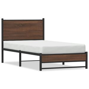 vidaXL Metallbett ohne Matratze Braun Eichen-Optik 80x200 cm