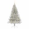 vidaXL K&uuml;nstlicher vorbeleuchteter Weihnachtsbaum Silber 180 cm PET