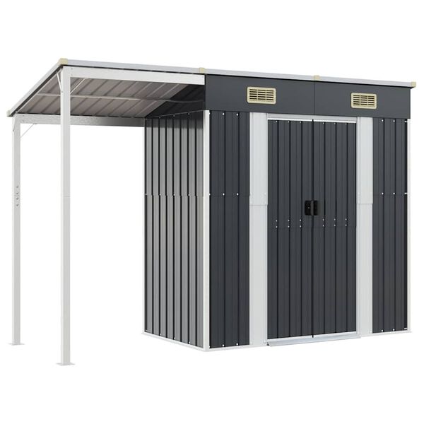 vidaXL Gartenhaus mit Schleppdach Anthrazit 277x107x181 cm Stahl