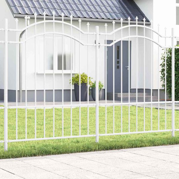vidaXL Gartenzaun Wei&szlig; 240 x 190 cm Pulverbeschichteter Stahl