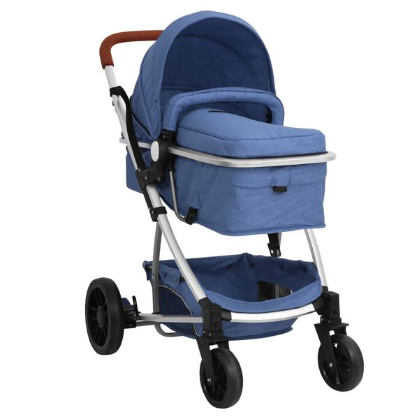 vidaXL 3-in-1-Kinderwagen Marineblau Aluminium