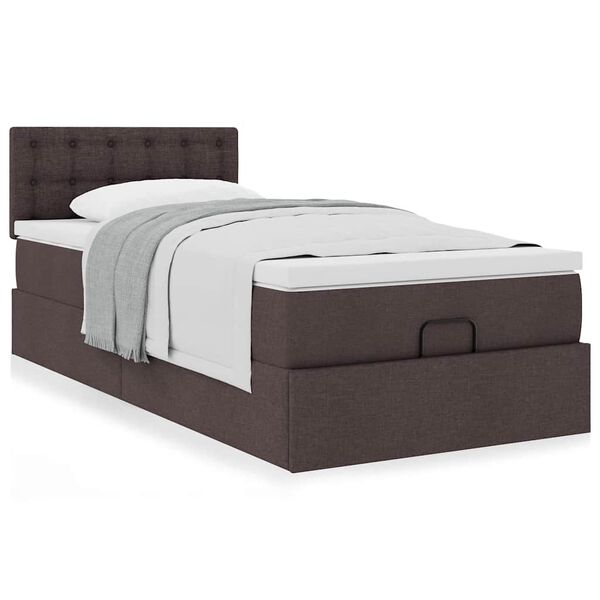 vidaXL Ottoman-Bett mit Matratze Dunkelbraun 80x200 cm Stoff