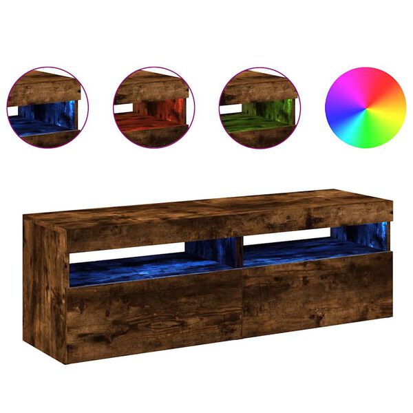 vidaXL TV-Schr&auml;nke 2 Stk. mit LED-Leuchten R&auml;uchereiche 60x35x40 cm