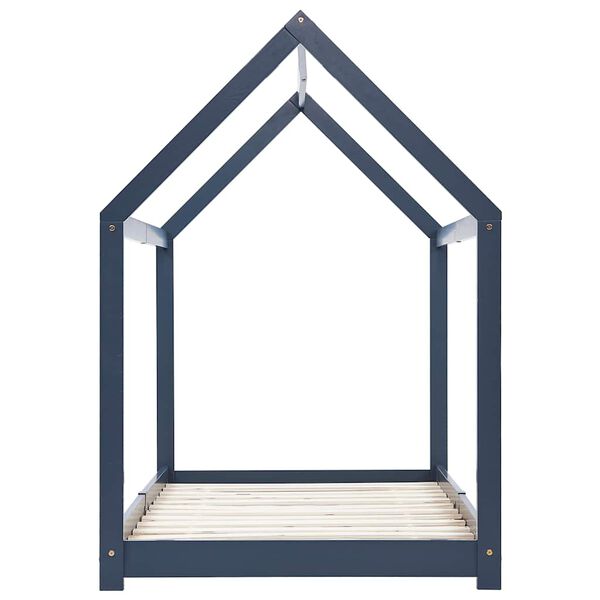 vidaXL Kinder-Bettgestell Grau Massivholz Kiefer 90 x 200 cm