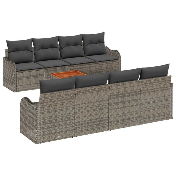 vidaXL Gartensofa-set mit Speicher 9 pcs Grau Poly-Rattan