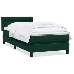 vidaXL Boxspringbett mit Matratze Dunkelgr&uuml;n 80x220 cm Samt
