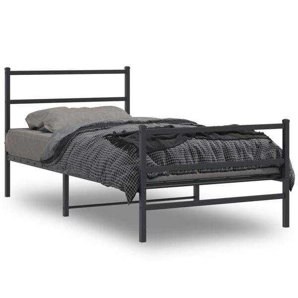 vidaXL Bettgestell mit Kopf- und Fu&szlig;teil Metall Schwarz 100x200 cm