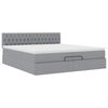 vidaXL Ottoman-Bett mit Matratzen & LEDs Hellgrau 200x200 cm Stoff