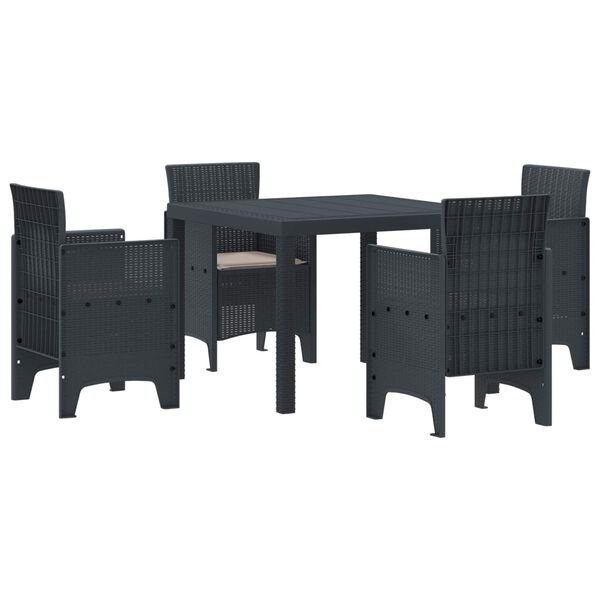 vidaXL Garten Essgruppe 5 pcs Anthrazit Polypropylen