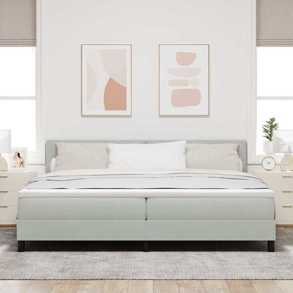 vidaXL LED Boxspringbett mit Matratze Hellgrau 200 x 200 cm Samt