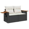 vidaXL Garten-Sofa-Set mit Kissen mit Speicher Schwarz Poly Rattan