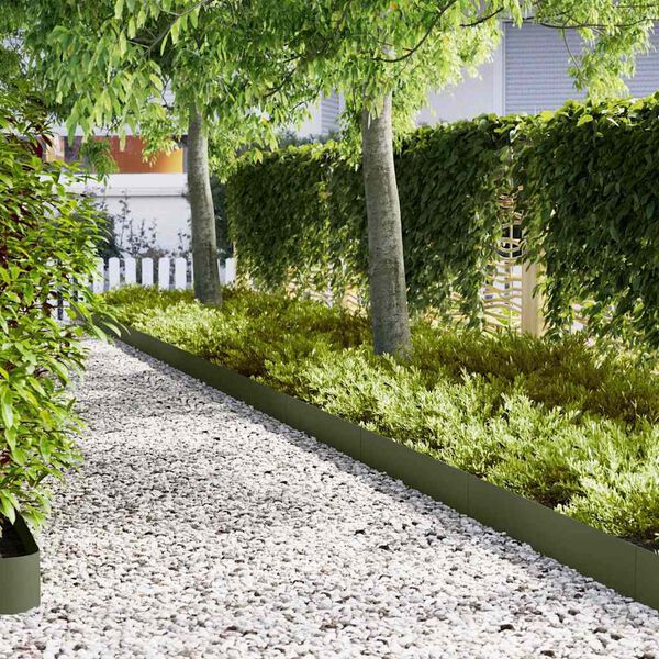 vidaXL Raseneinfassung 30 pcs Olive Gr&uuml;n 100 x 0,05 x 20 cm