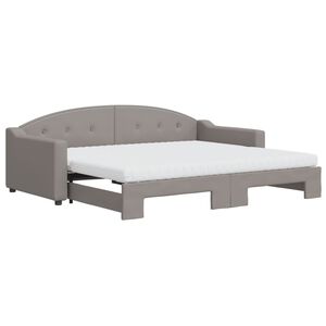 vidaXL Tagesbett Ausziehbar mit Matratzen Taupe 90x200 cm Stoff