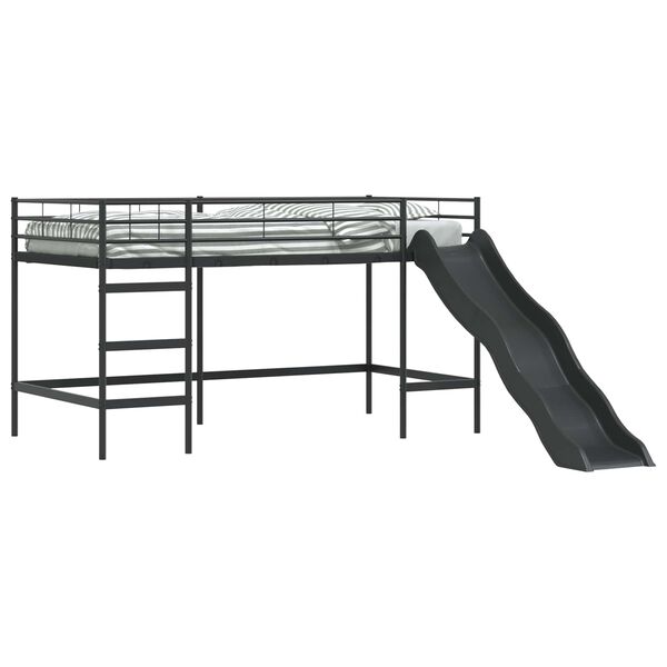 vidaXL Kinder-Loftbett mit Rutsche Schwarz und Anthrazit 107 x 200 cm