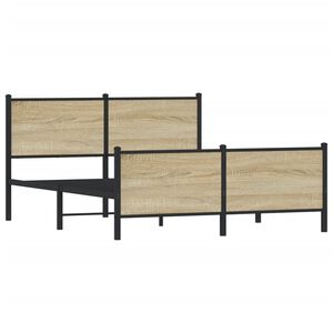 vidaXL Metallbett ohne Matratze Sonoma-Eiche 160x200 cm