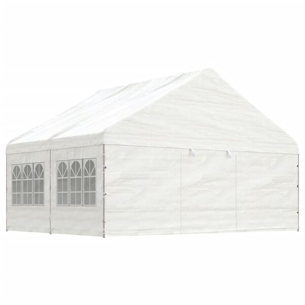 vidaXL Pavillon mit Dach Weiß 4,46x5,88x3,75 m Polyethylen