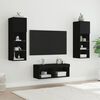vidaXL 4-tlg. TV-Wohnwand mit LED-Leuchten Schwarz