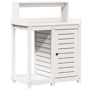 vidaXL Pflanztisch mit Ablagen Wei&szlig; 82,5x50x109,5 cm Massivholz Kiefer