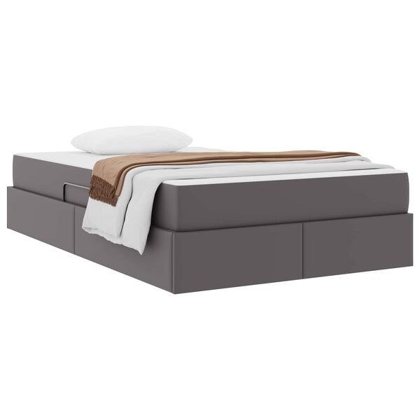 vidaXL Aufbewahrungsbett mit Matratze mit Matratze 2 pcs Grau Leder