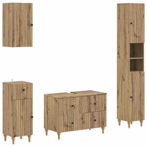 vidaXL 4-teiliges Badezimmer-Schrank-Set ALKMAAR Artisan-Eiche