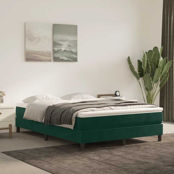 vidaXL Boxspringbettgestell Dunkelgr&uuml;n 140x190 cm Samt