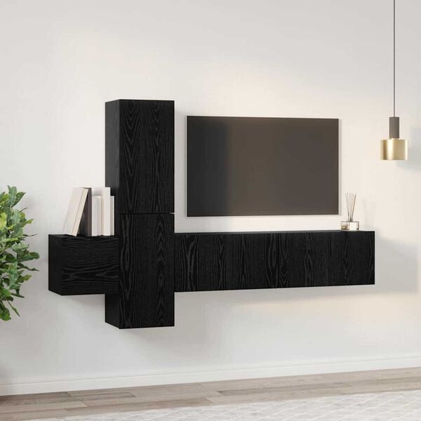 vidaXL TV-Schrankset 5 pcs Schwarz Eichen-Optik Holzwerkstoff