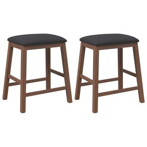 vidaXL Barst&uuml;hle mit Kissen 2 Stk. Braun Massivholz Gummibaum
