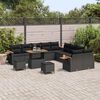 vidaXL Garten-Sofa-Set mit Kissen 13 pcs Schwarz