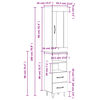 vidaXL Highboard Hochglanz-Wei&szlig; 34,5x34x180 cm Holzwerkstoff