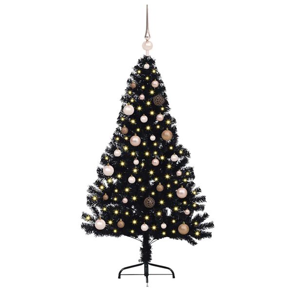 vidaXL K&uuml;nstlicher vorbeleuchteter Weihnachtsbaum Schwarz 150 cm PVC