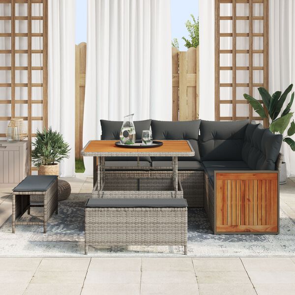 vidaXL Gartensofa-set mit Kissen 8 pcs Grau