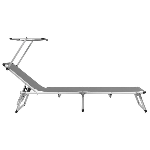 vidaXL Klappliege mit Sonnenschutz Aluminium und Textiline Grau